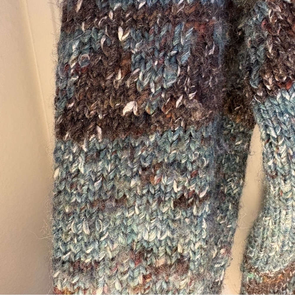 Manaaki Koro Intarsia Cardigan Forest Size M Men Wool Alpaca Silk Blend Natural - Picture 9 of 12